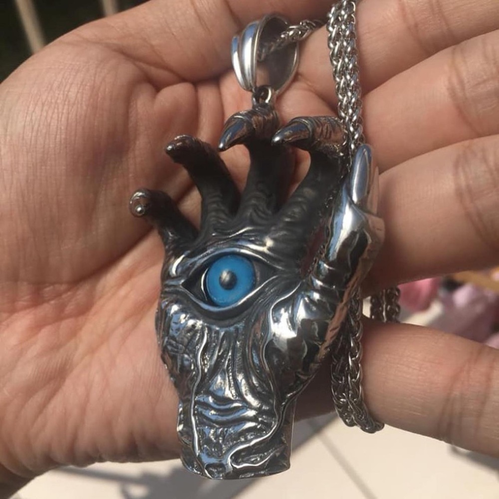 JAW DROPPING Stainless Steel Hamsa Evil Eye Pedant